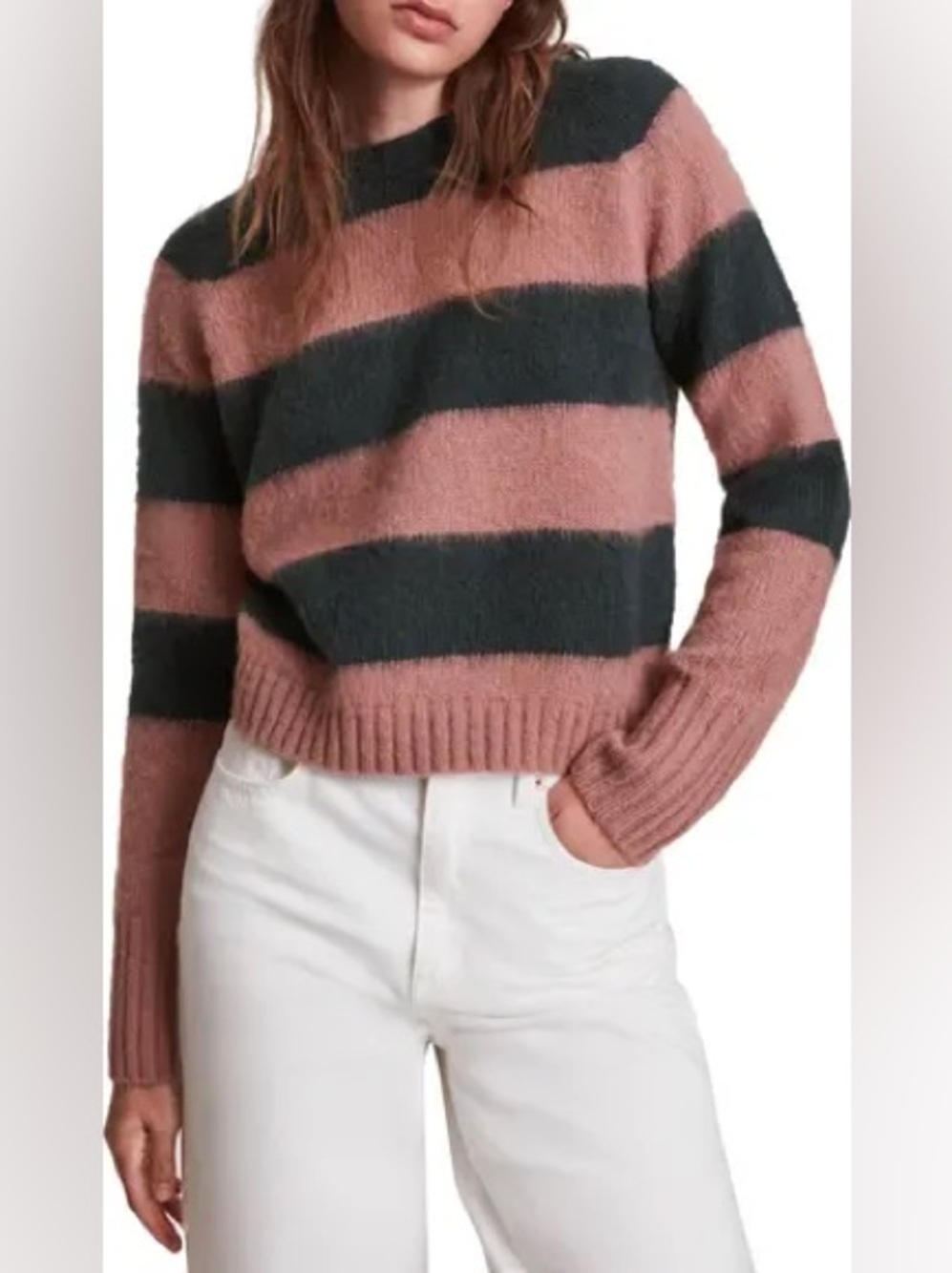 Allsaints Darla Stripe Sweater in Pink and Blue